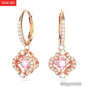 Pink Stone Crystal Pavé Drop Earrings, Rose-Gold Tone, 1 Inch
